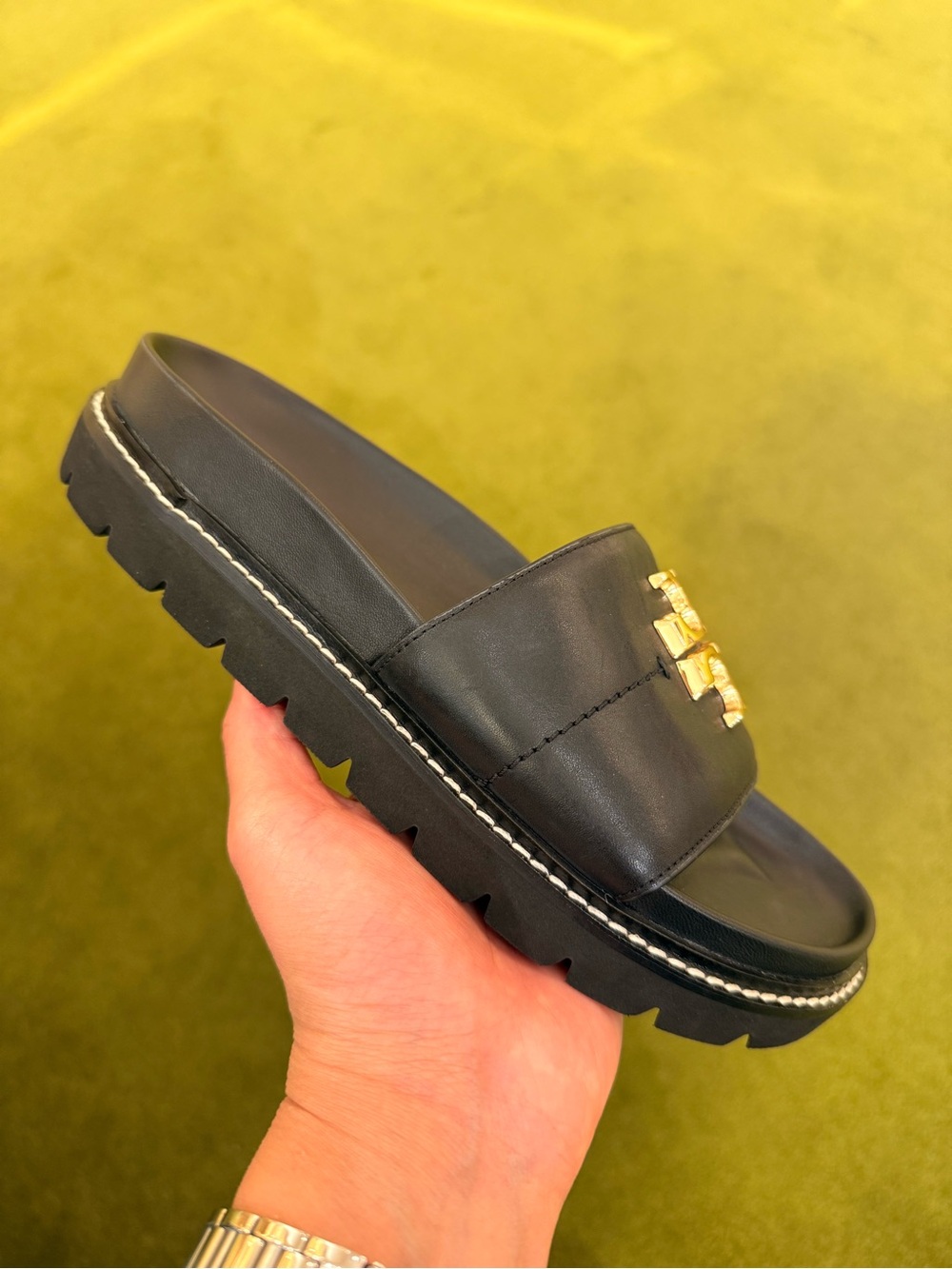 Tory Burch Everly Anatomic Lug Sandals, Black - Picture 4 of 8